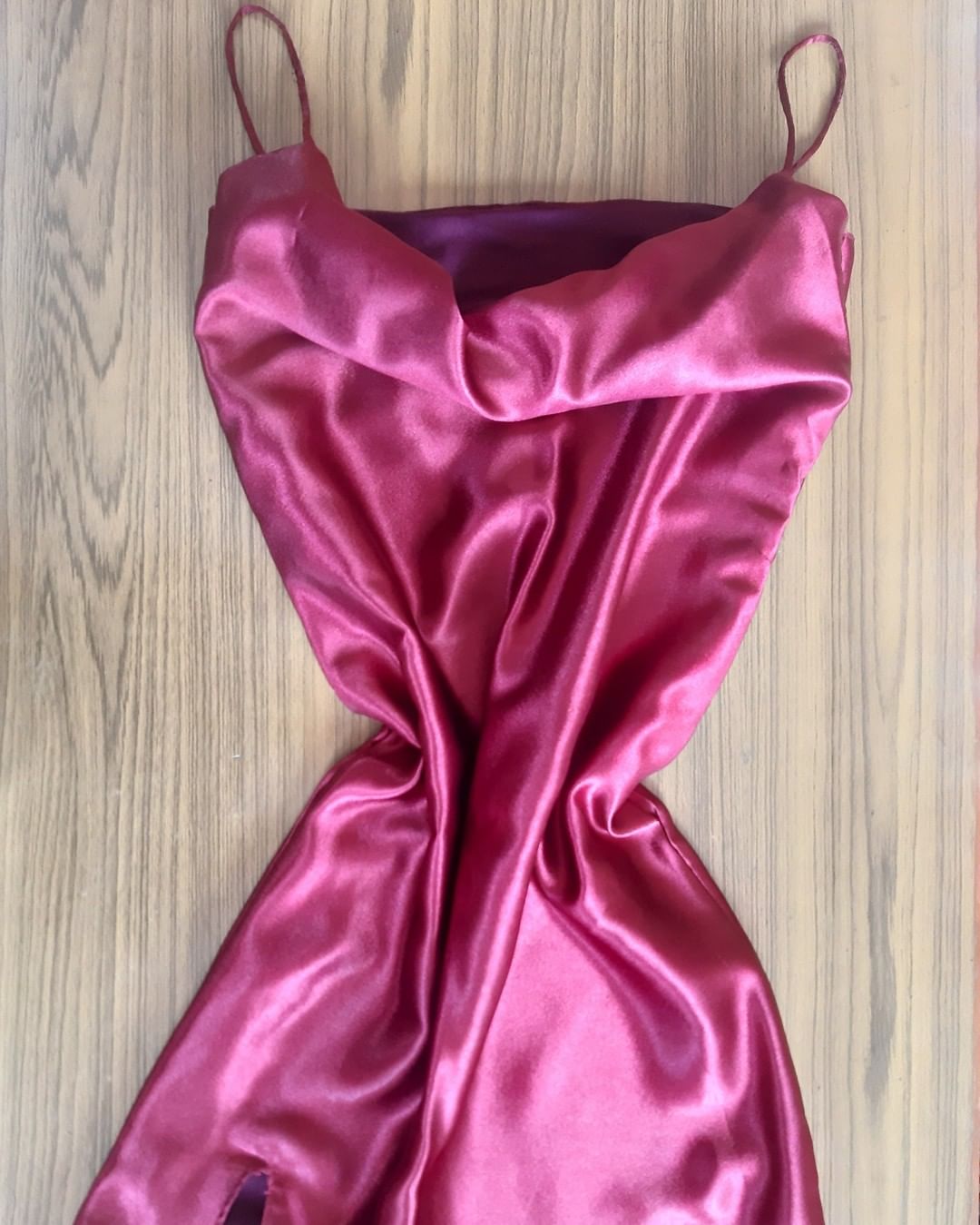 Maroon Silk Dress with Cowl Neck and Slit on the Side. – Antidote Nepal