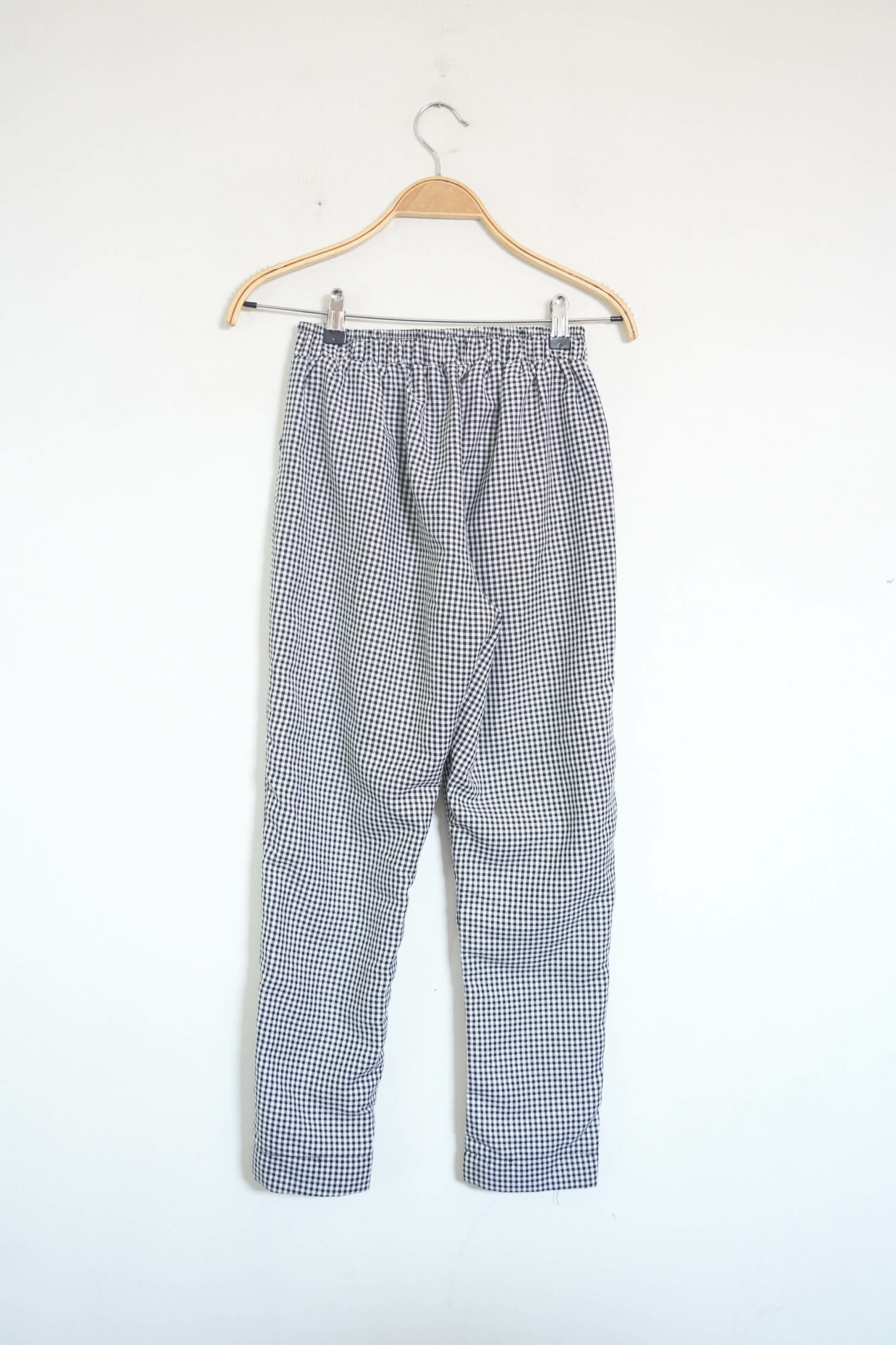 Black and White Check Elastic Pant