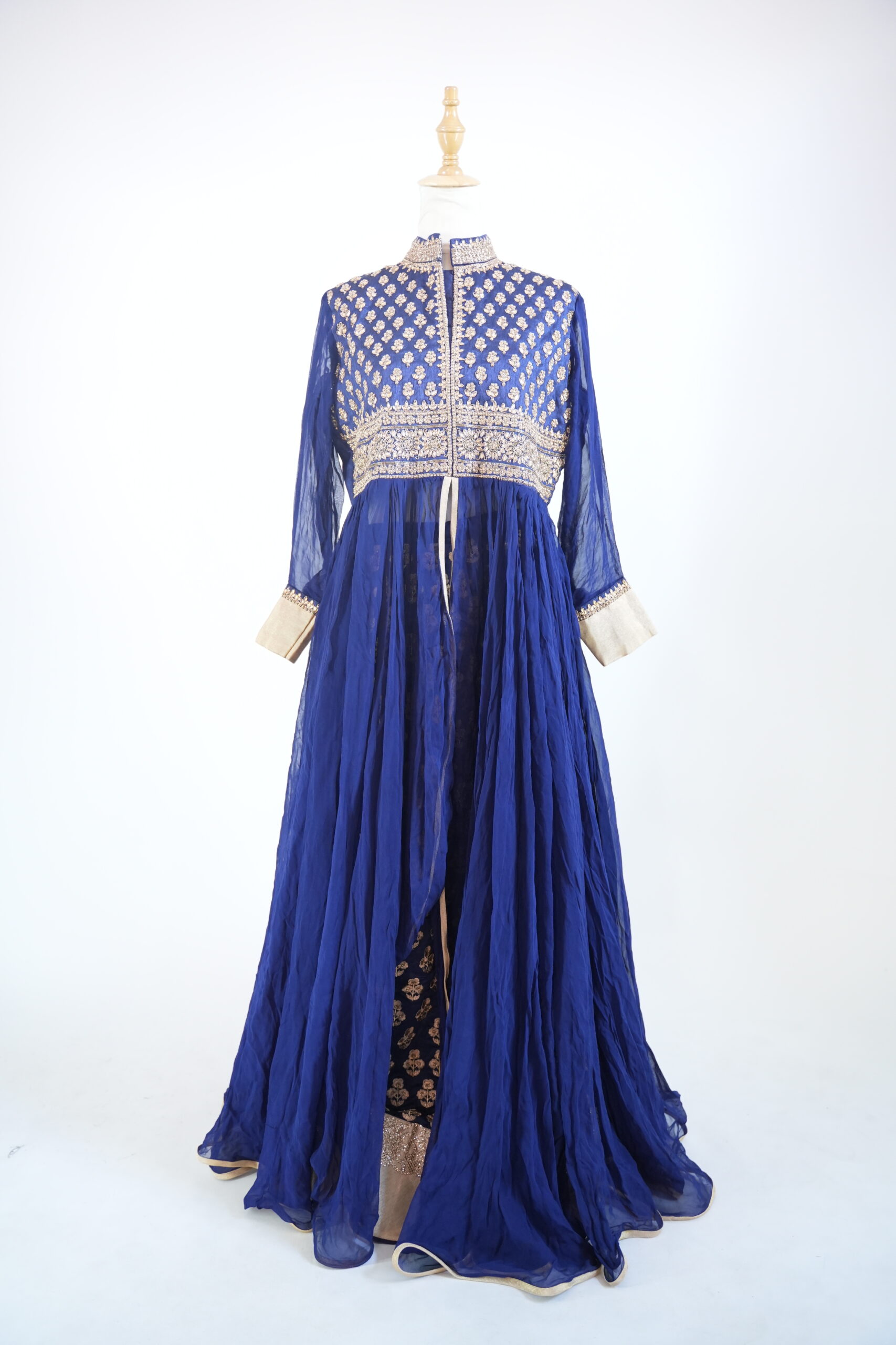 Blue and Golden Lehenga Skirt