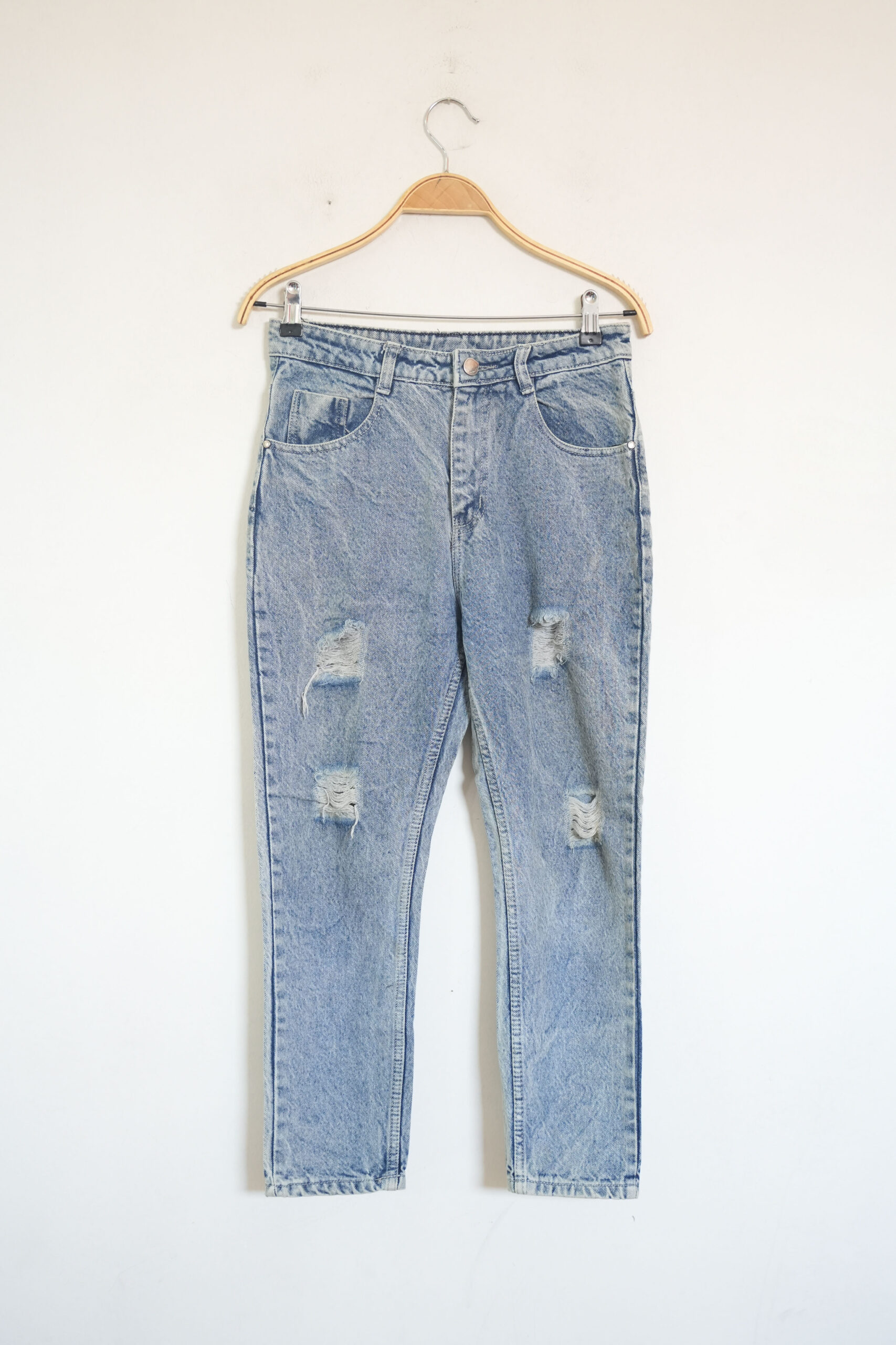 Acid Wash Blue Distressed Jeans