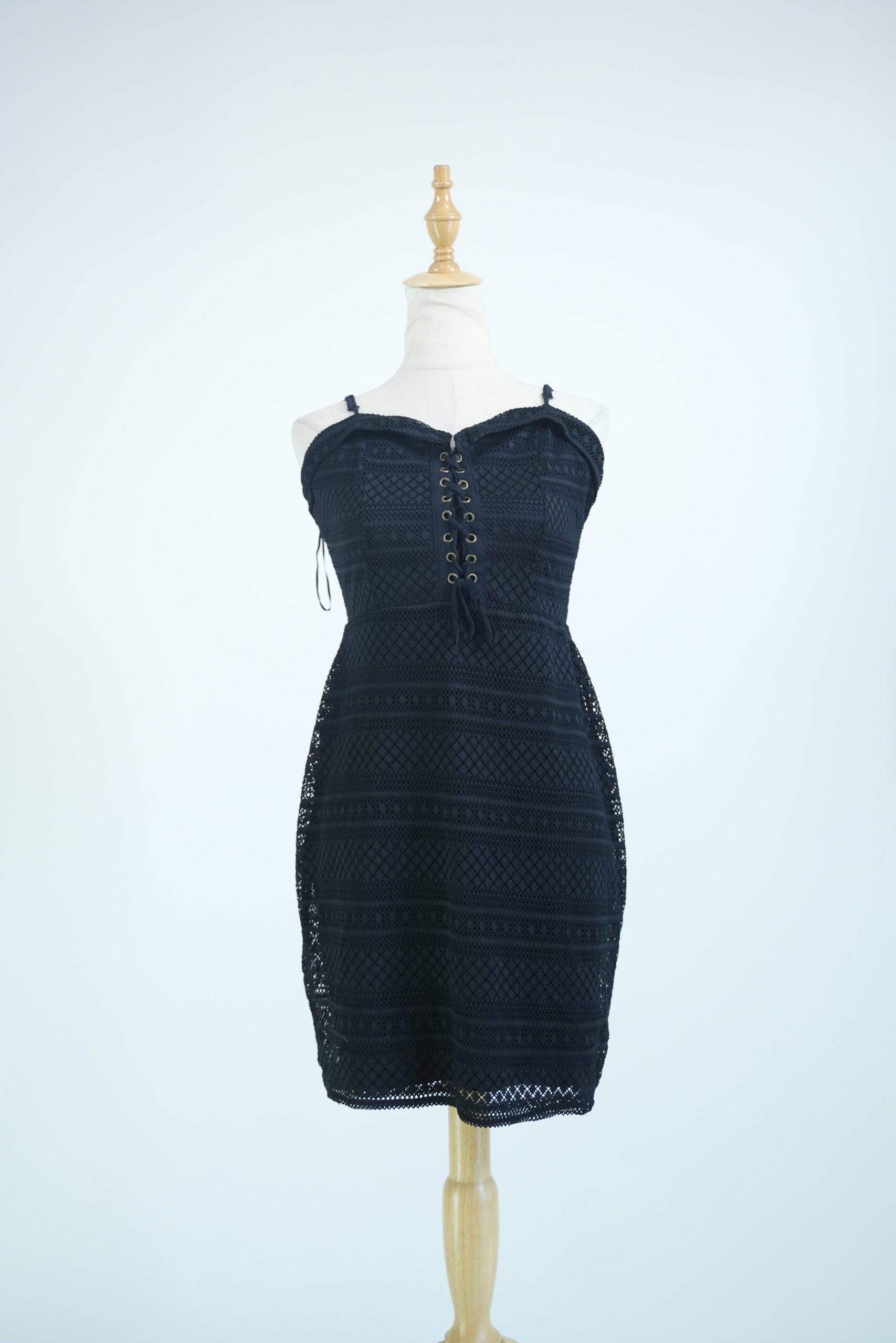 Black Spaghetti Strap Lace Dress for Women