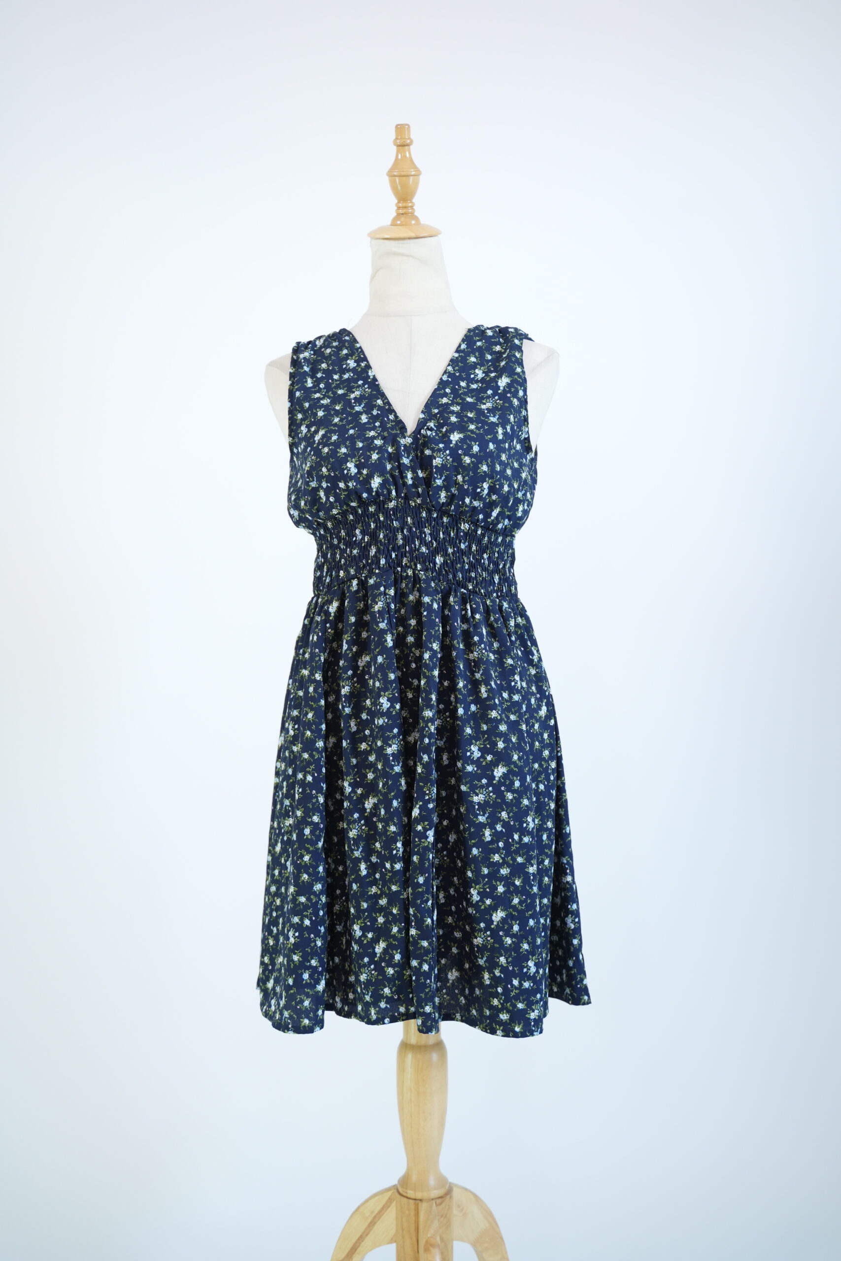 Navy Blue Summer Floral Dress for Women