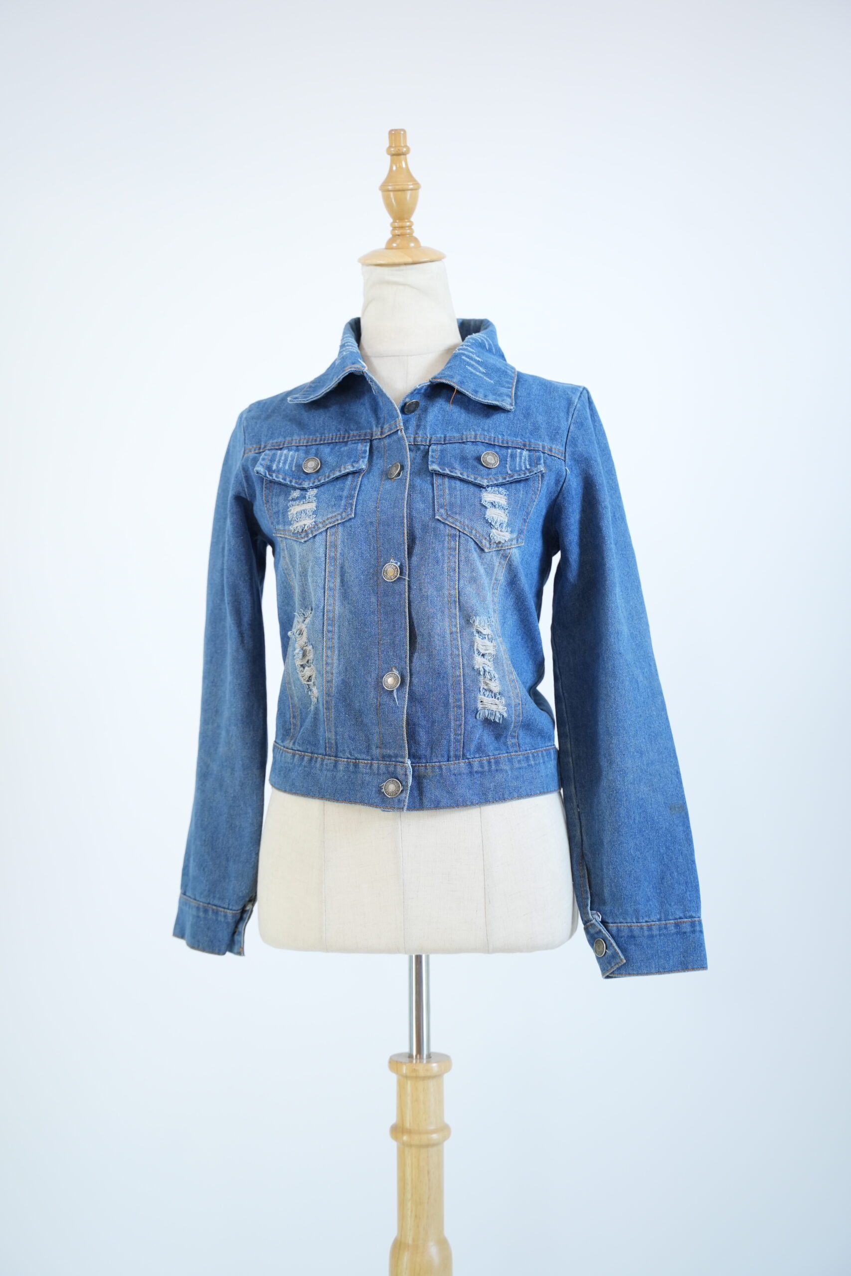 Blue Distressed Denim Jacket