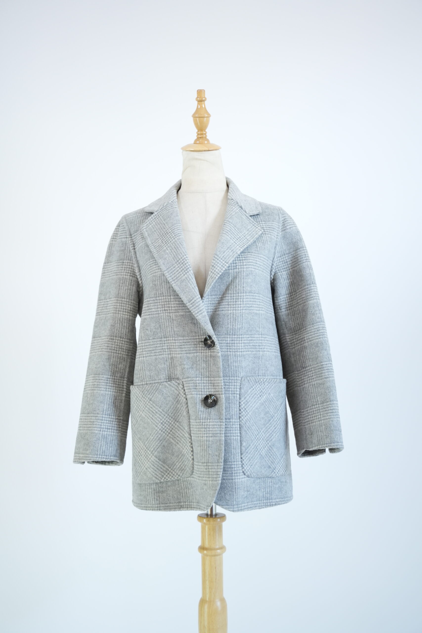 Grey Wool Checked Blazer