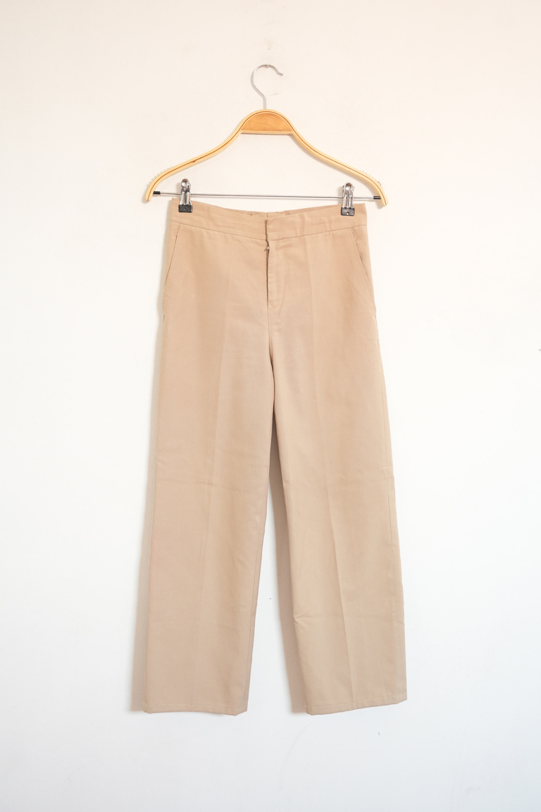 Beige Straight Leg Formal Pant for Women