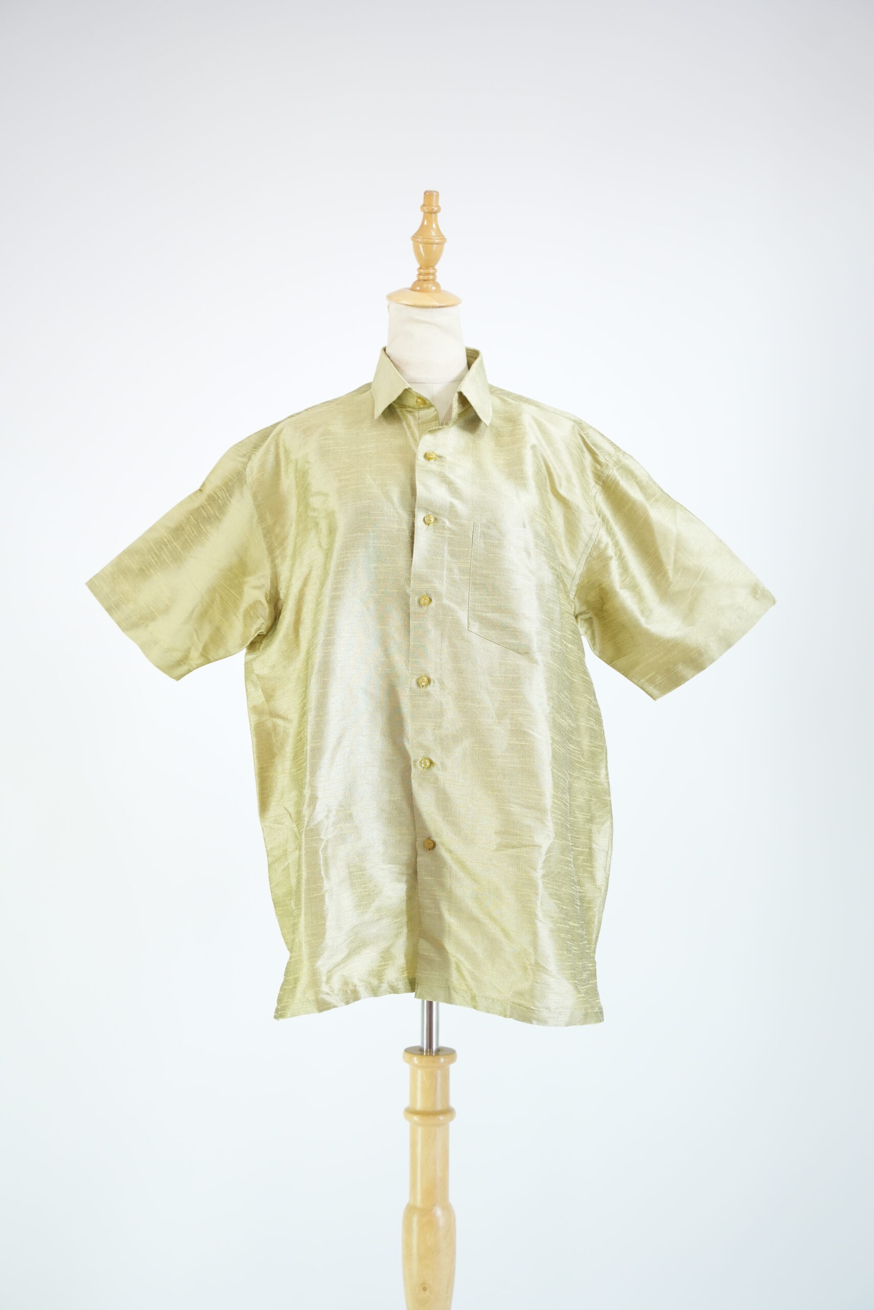 Men's Silk Half Sleeves Shirt Olive Green