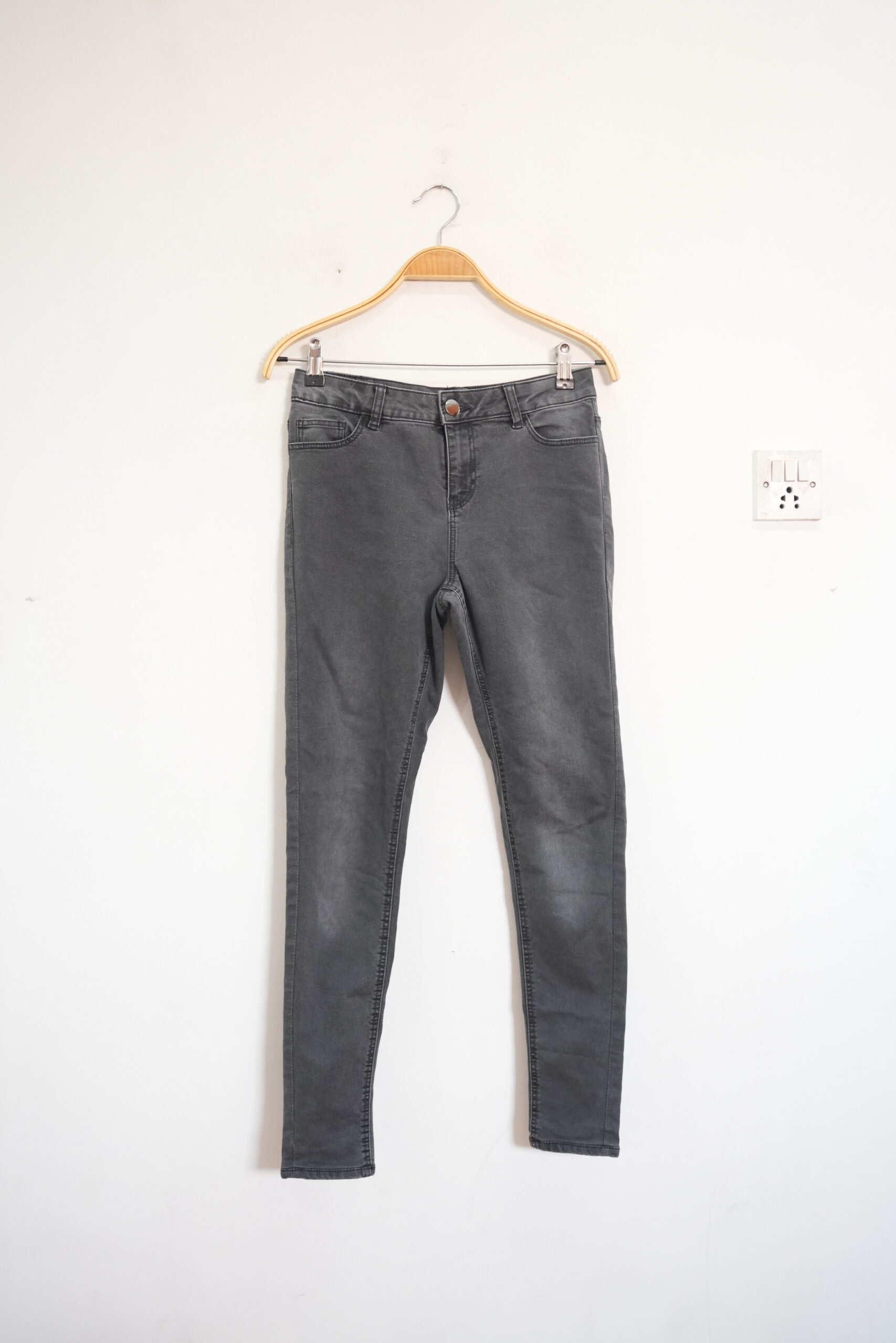 Washed Grey High Waist Skinny Jeans