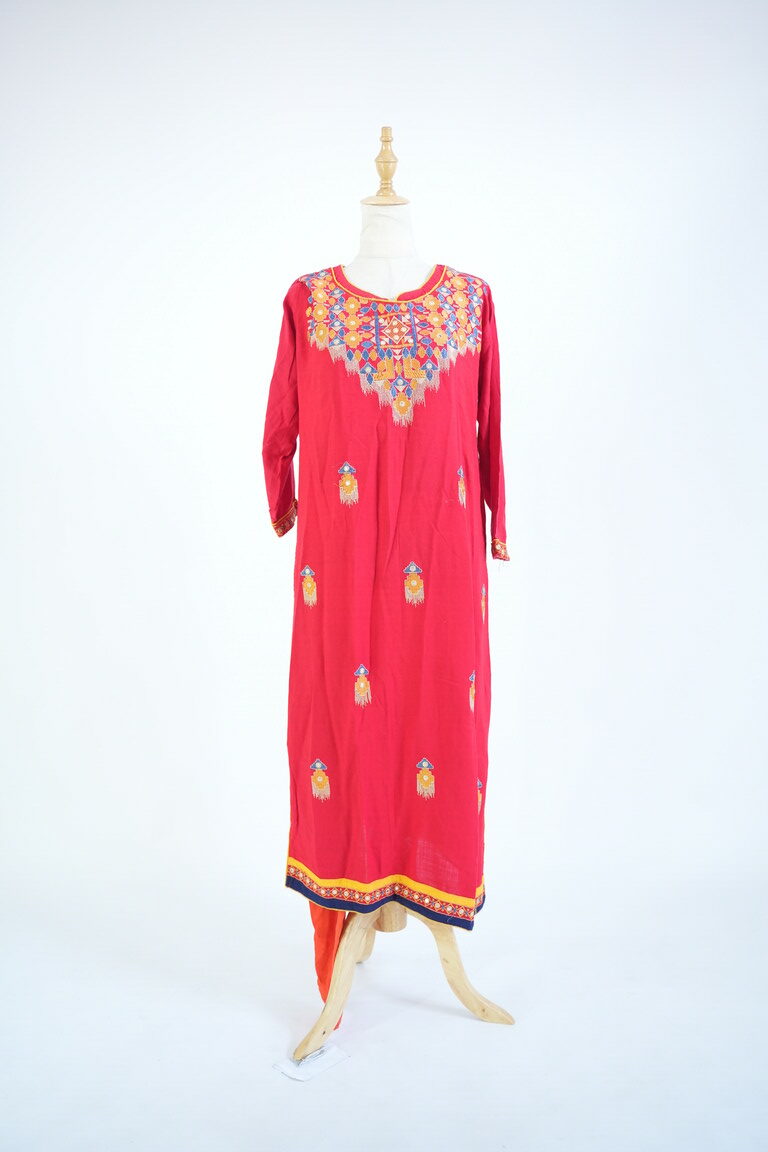 Bright Red Kurta Set (2 Pieces)