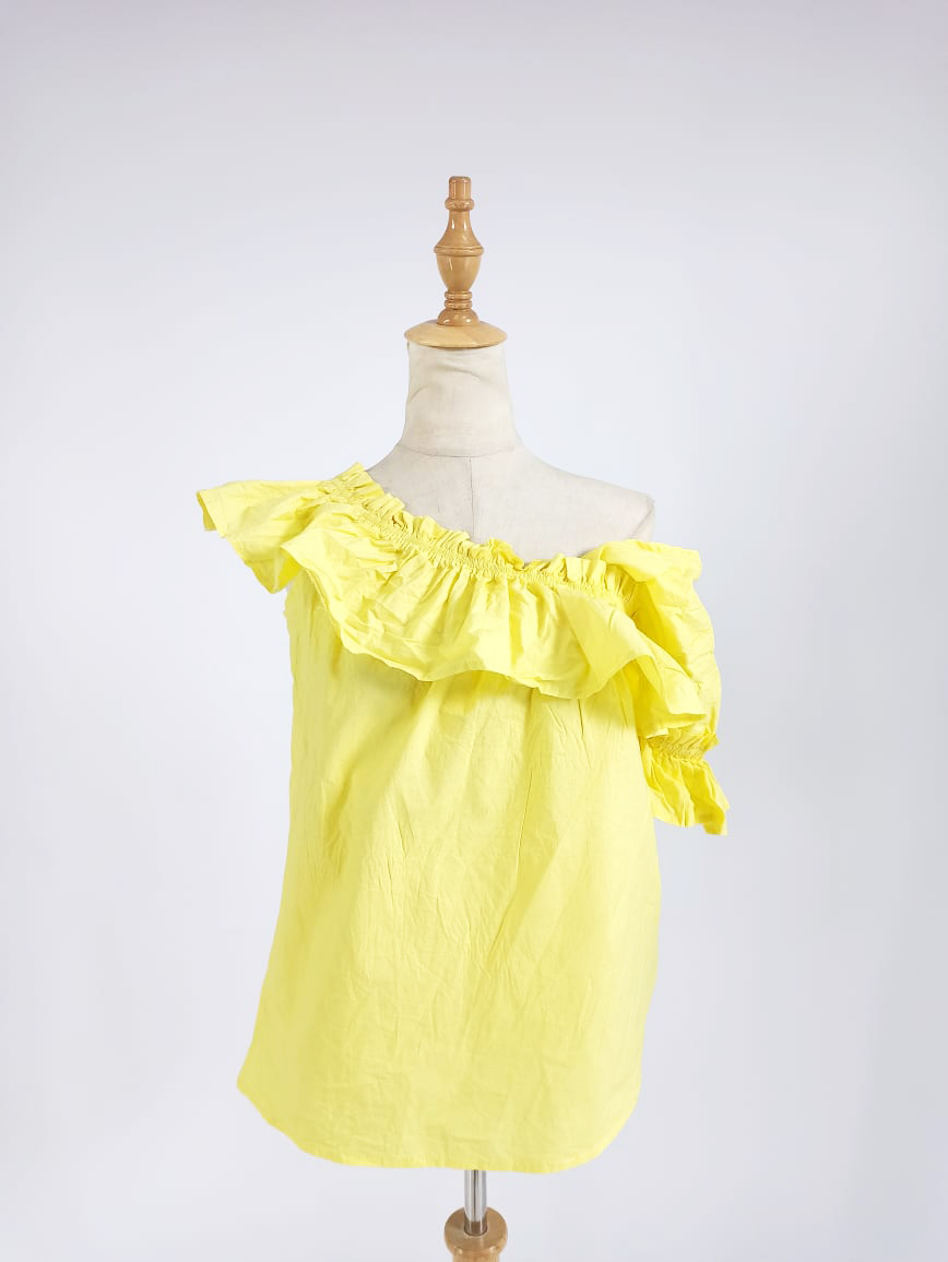 Bright Yellow Asymmetrical Top