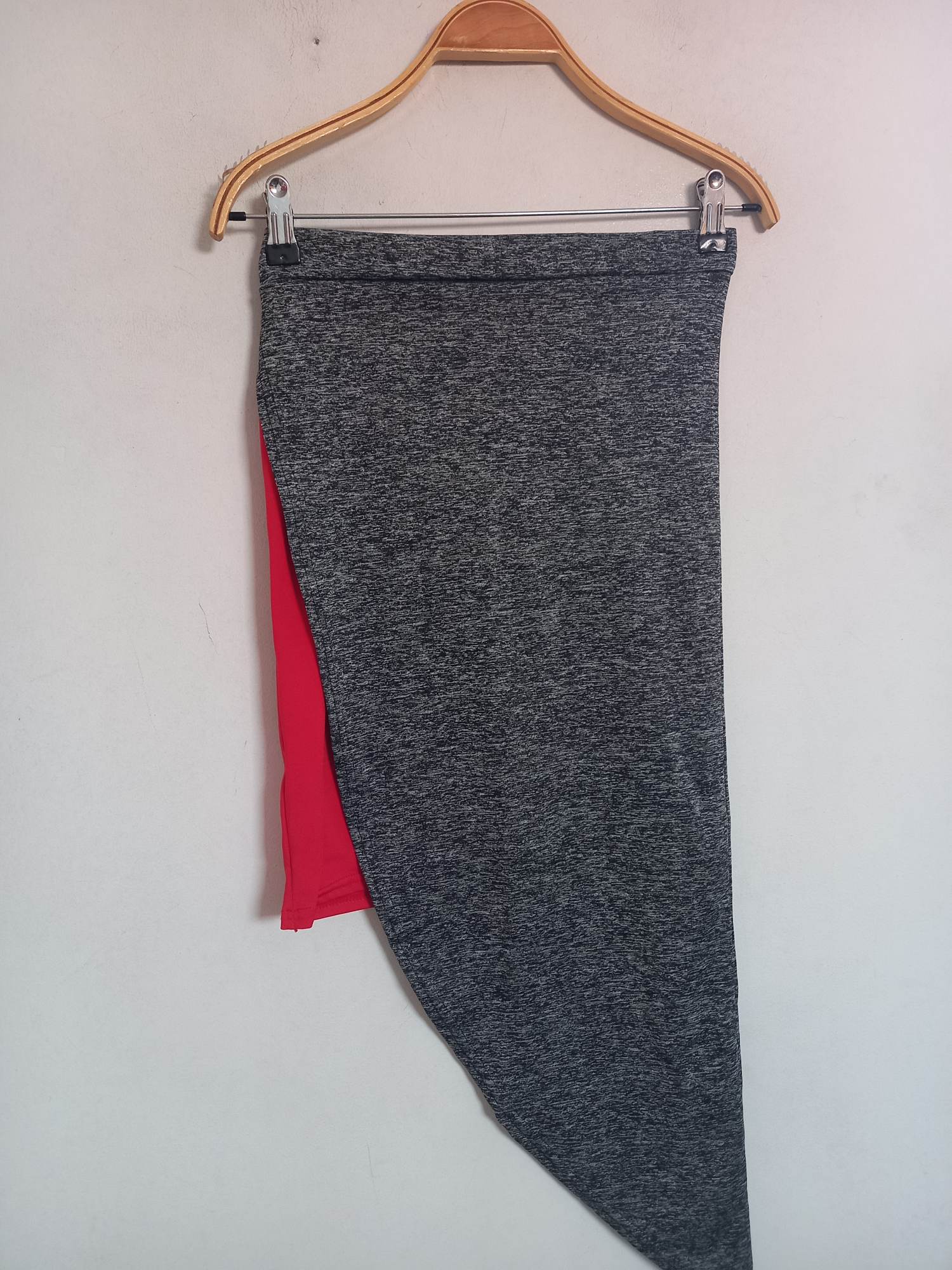 Grey and Red Slit Skirt for Women