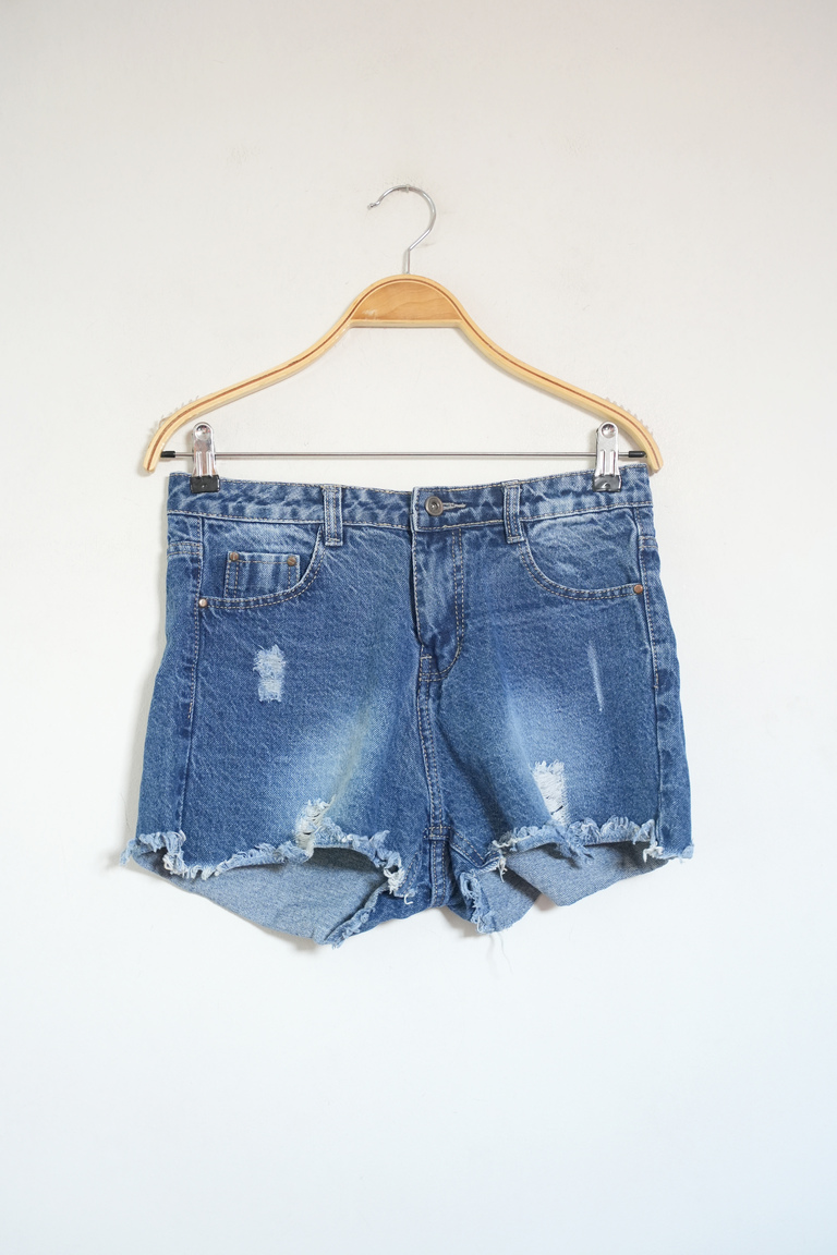 Blue Distressed Shorts