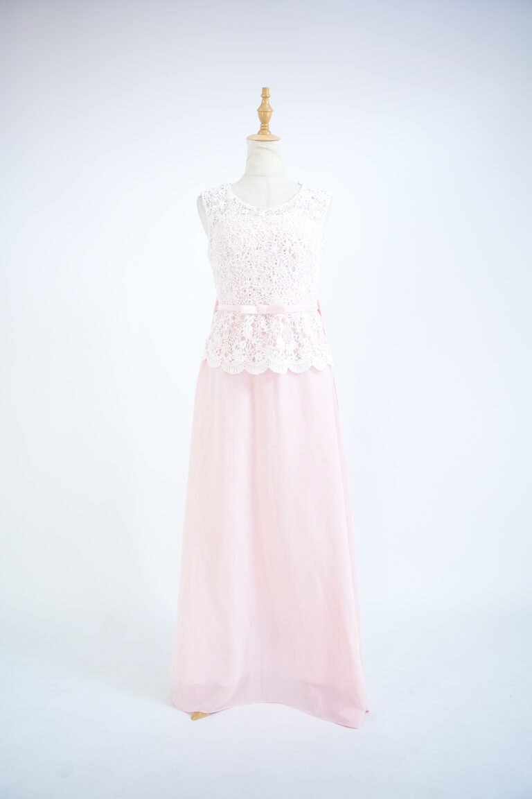 Pink Lace Long Gown for Women