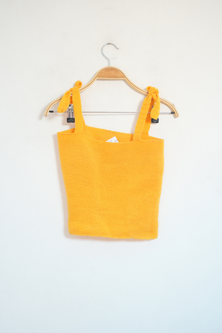 Yellow Knitted Crop Top for Women