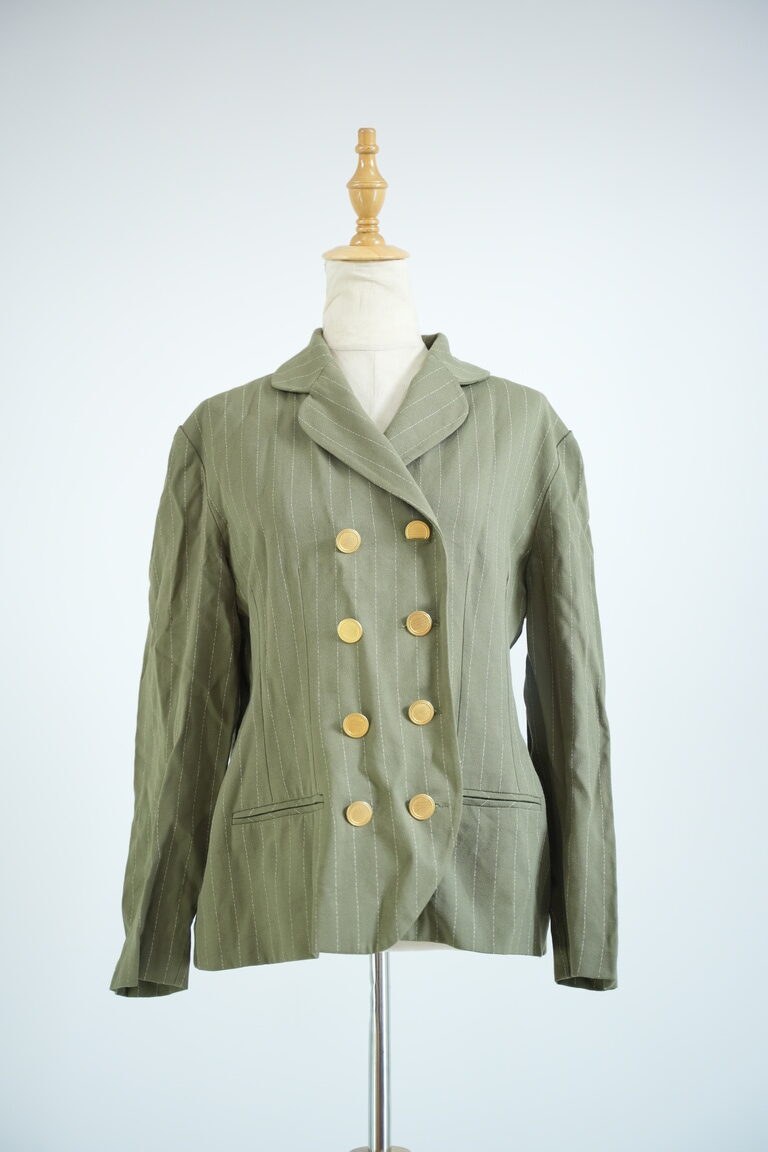 Olive Green Double Breasted Blazer for Women