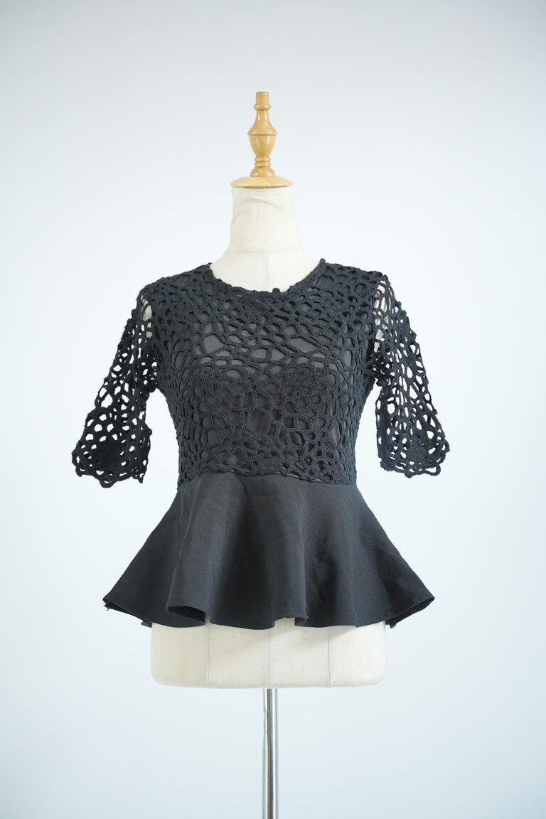 Black Peplum Top for Women