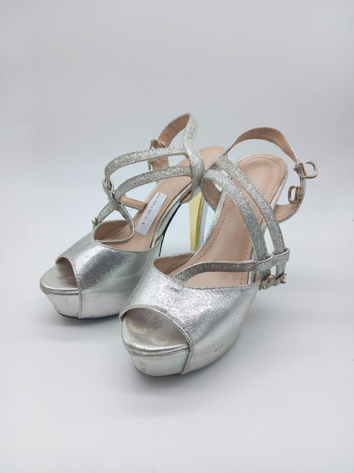 Silver Open Toe Party Shoes for Women